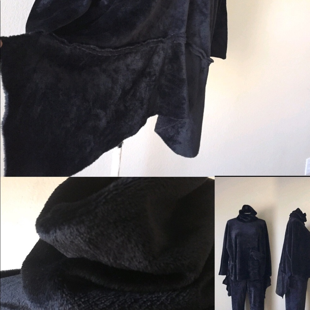 MINK FLEECEwarm black plush Velvet pant set 1x-2x - Picture 8 of 8